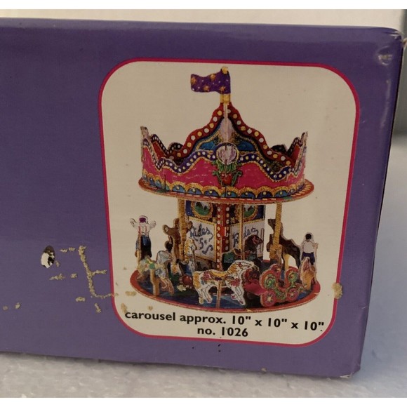 3D Carousel Puzzle 533 Pcs Two sided Corkboard 10x10x10 Ceaco 1026 VTG 1994  NEW - Picture 7 of 13